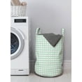 thumbnail image 3 of Abstract Laundry Bag, Rhythmic Monochrome Elements Illustration Print on Plain Backdrop, Basket with Handles Drawstring Closure for Laundromats, 13" x 19", White and Dark Sea Green, by Ambesonne, 3 of 4
