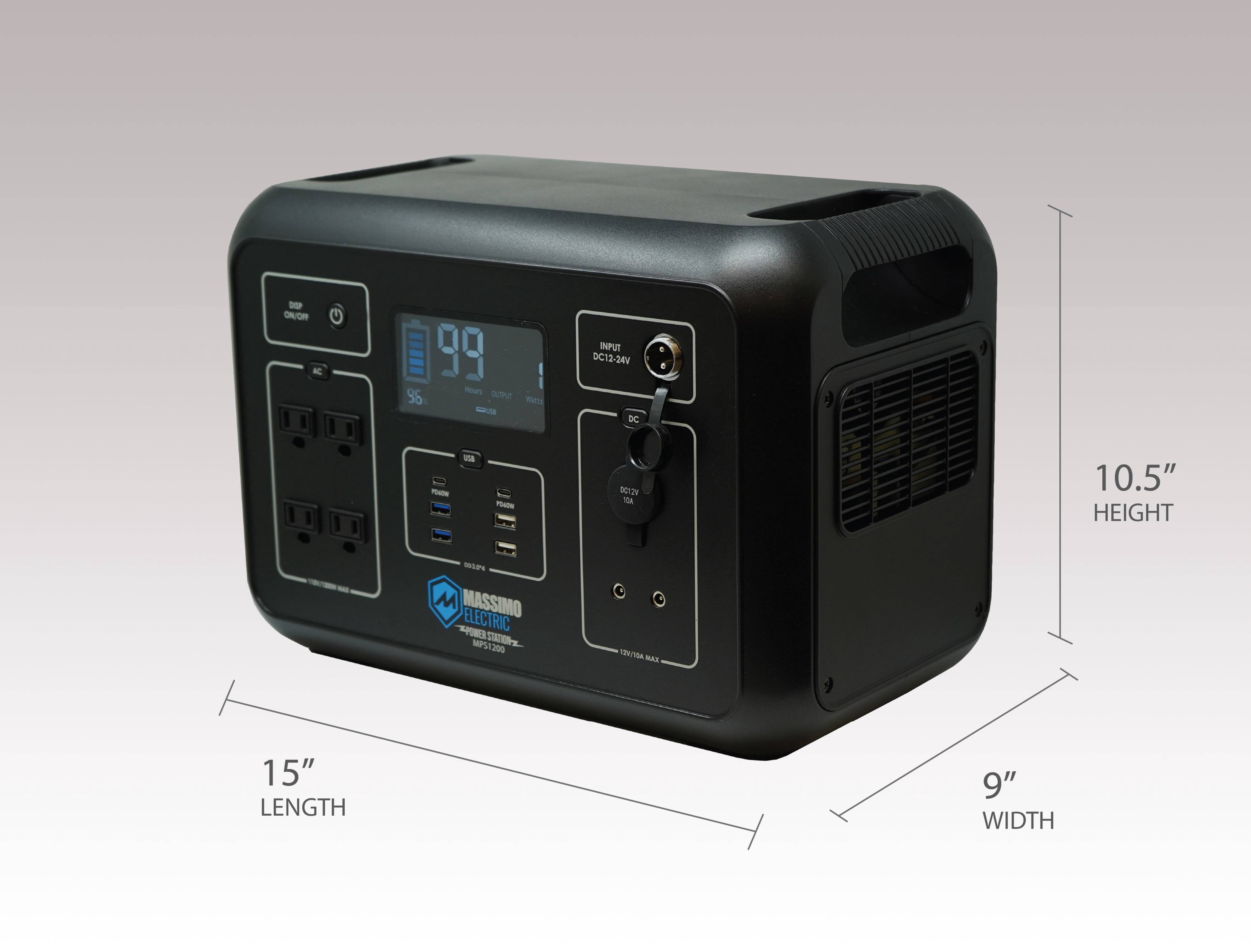 Massimo 1200W Electric Portable Power Station for Emergencies, Camping & Travel