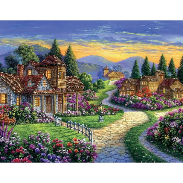 Diamond Painting (DE2061) DIY 5D Mosaico Suburban Garden Landscape Square Kit 40x50cm Hugtrwg Para estrenar