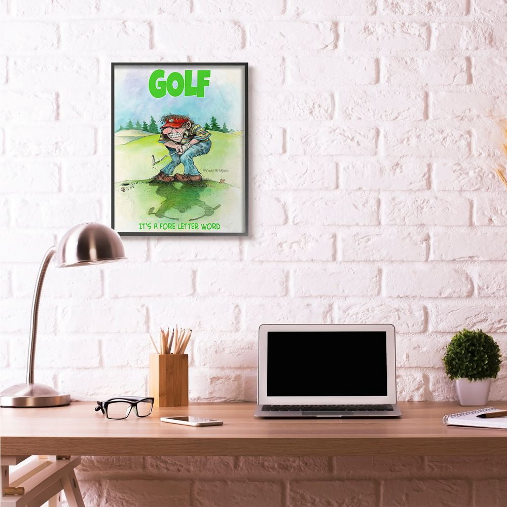 Fore Letter Word Funny Golf Cartoon Sports Design XXL Framed Giclee Texturized Art by Gary Patterson