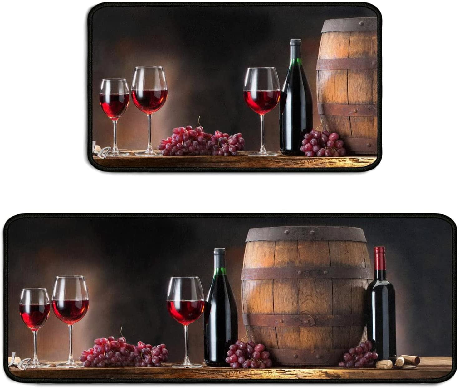 2 Pieces 3D Wine Decor Themed Kitchen Mats and Rug Set Kitchen Floot