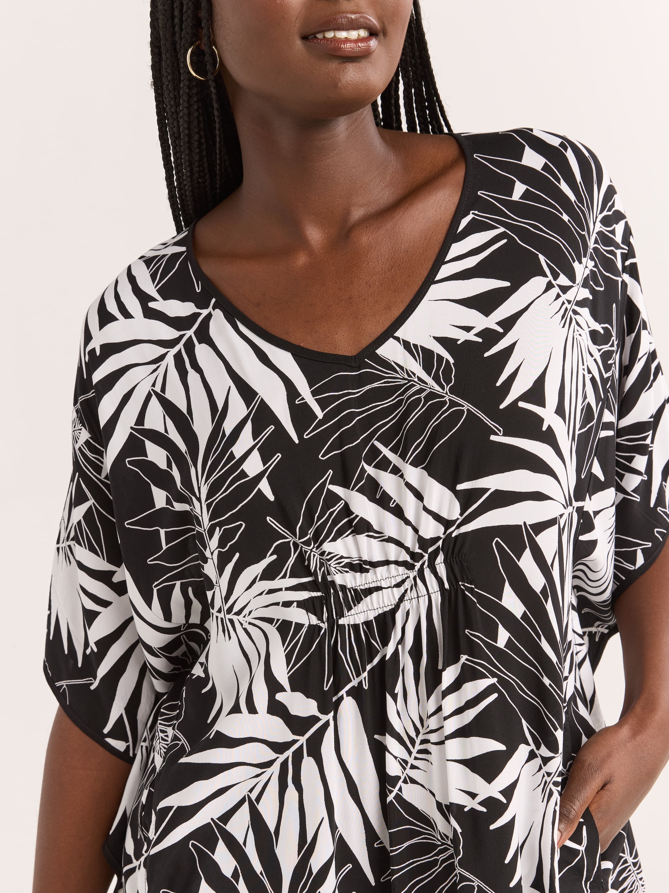Joyspun Women’s Sleepwear Woven 46” Caftan Nightgown, S-4X