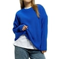 thumbnail image 3 of Women'S Autumn and Winter Round Neck Pullover Loose Casual Long Sleeve Knitted Sweater Pullover Tops Blue XL, 3 of 9