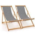thumbnail image 1 of Gymax 2pcs Foldable Patio Sling Chair w/ Solid Bamboo Frame & Breathable Canvas Seat Beach, 1 of 9