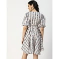 thumbnail image 4 of Moomaya Short Sleeves V Neck Cotton Dress - Women's Stylish Fit And Flare Dress, 4 of 9