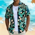 thumbnail image 2 of GUZOM Mens Hawaiian Shirt Short Sleeve Aloha Tropical Floral Button Down Camp Collar Polyester Multicolor,Size L, 2 of 5