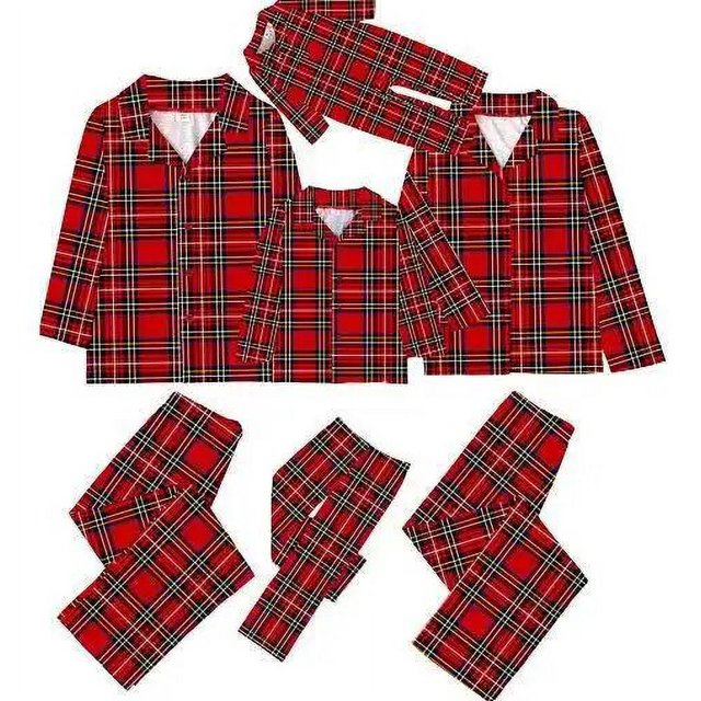Amazon Ebay2022 Conjunto de pijamas navideños europeos y americanos, camisa nueva a cuadros, conjunto para el hogar para padres e hijos
