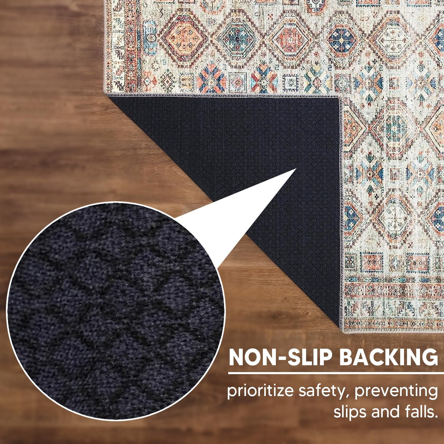 Keen Home Design Machine Washable Area Rugs with Non-slip Backing, Ideal for Hallway, Living Room, Bedroom, Kitchen and Laundry Room, Vintage Moroccan and Low Pile Rug - ( 2'6'' x 7')
