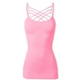 thumbnail image 2 of URBAN DAIZY Women's Seamless Triple Criss Cross Front Cami Top Lattice Strappy Tank Spaghetti Strap Camisole Undershirt A33_6660 Bright Pink 1X/2X, 2 of 7