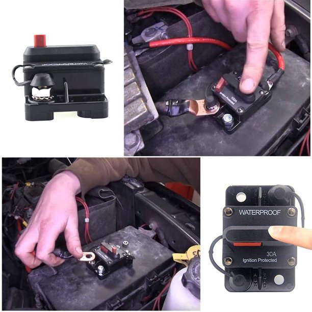 Restablecimiento automático del fusible del disyuntor de CC 12-42V para automóvil, barco, yate, RV (30A) Ehuebsd Accesorios para autos y motos