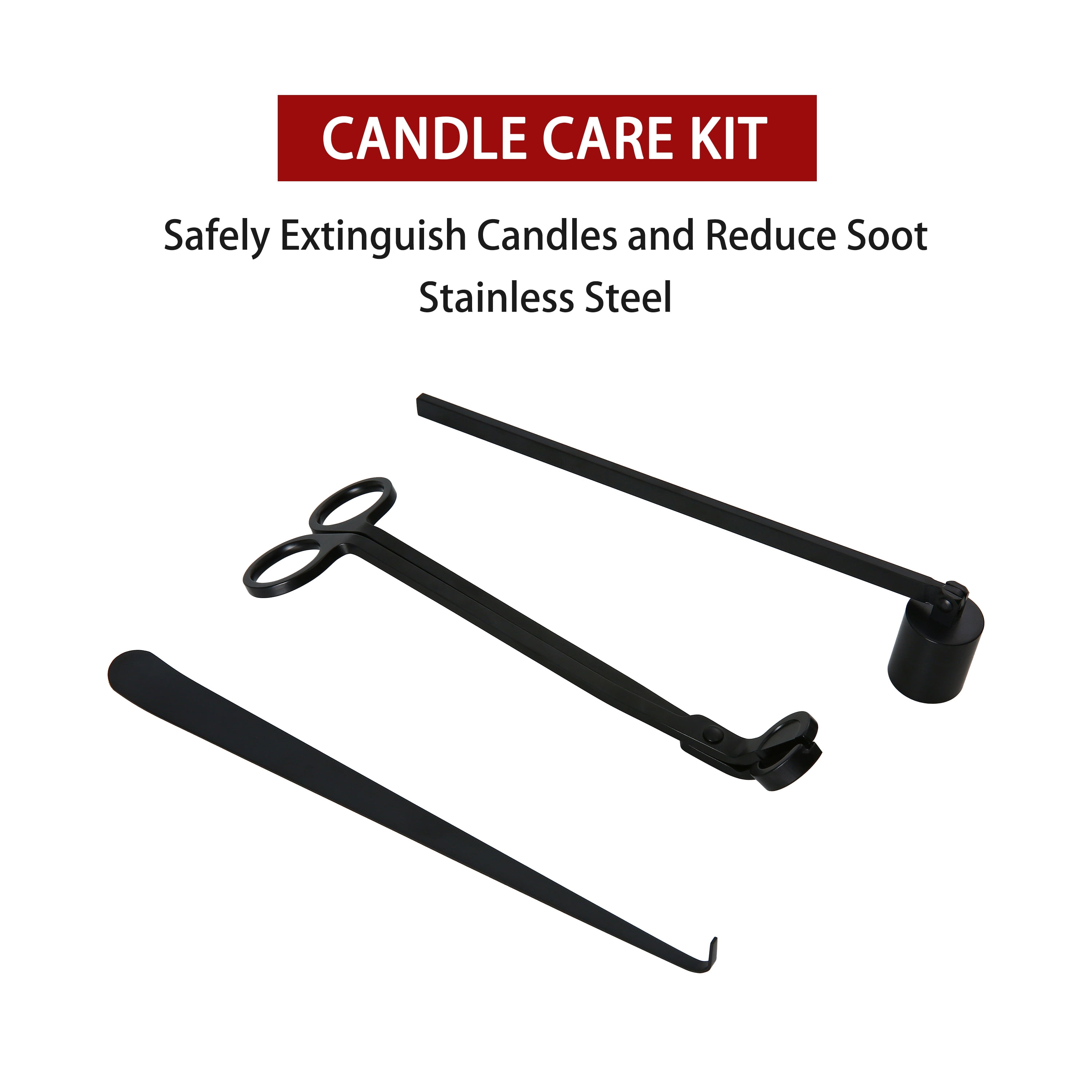Better Homes & Gardens Black Candle Care Kit - Contemporary Design, Round Shape, Standard Size