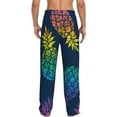 thumbnail image 3 of Easygdp Abstract Bright Pineapple Fruit Retro Men's Pajama Pant, Sleep Elastic Waistband Lounge Pants - XX-Large, 3 of 9