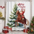 thumbnail image 2 of Shower Curtain 72"W x 84"L Merry Christmas Cowboy Santa Claus Horse Xmas Tree Fabric Shower Curtains Set with Hooks Water Repellent Bathroom Curtains Machine Washable Bathroom Accessories, 2 of 9