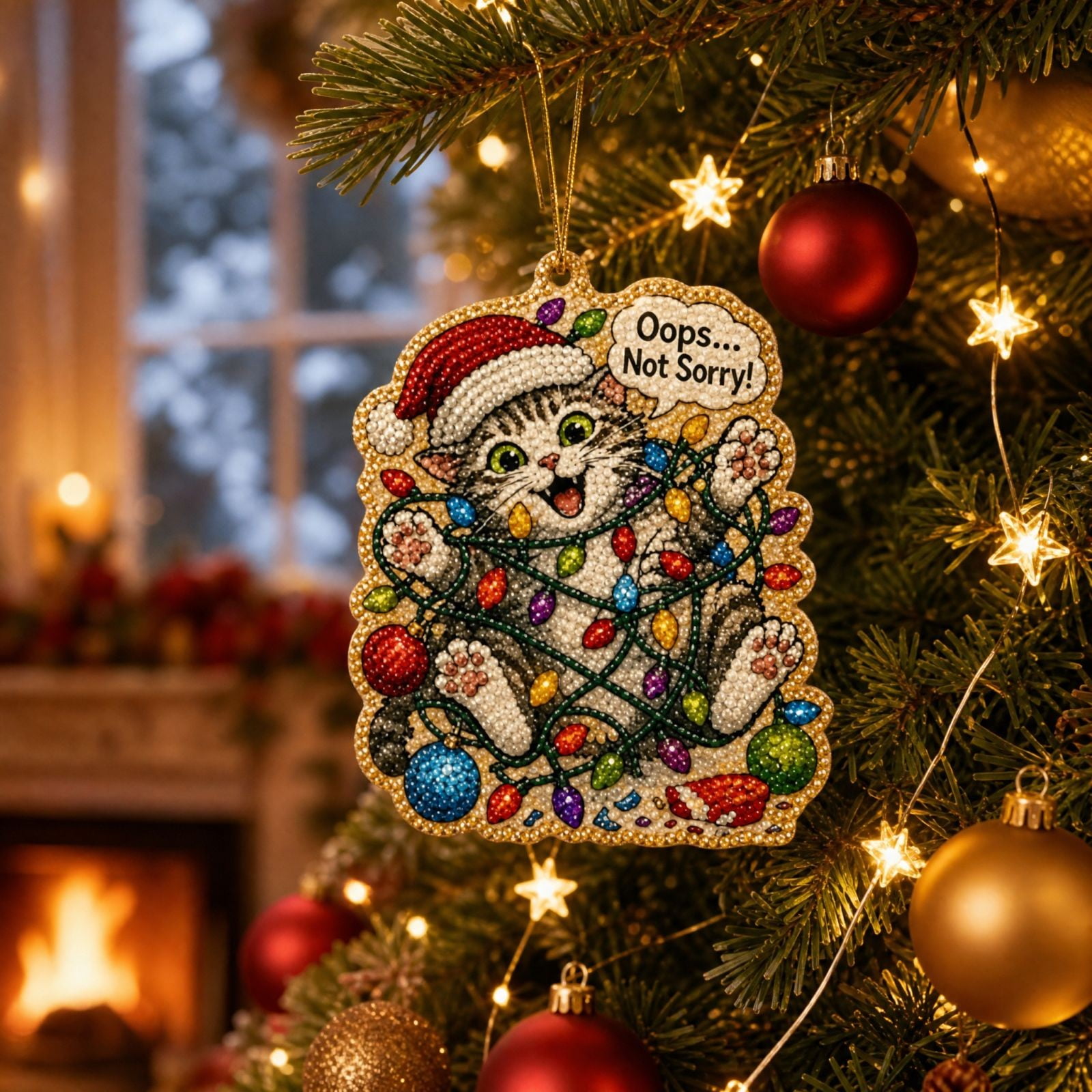 Christmas Diamondy Paintings Ornament DIY Rhinestone Art Hanging Pendant with Sparkling Details and Creative Handmade Design Holiday Craft Decor for Christmas Tree Wreath Party Home Displays