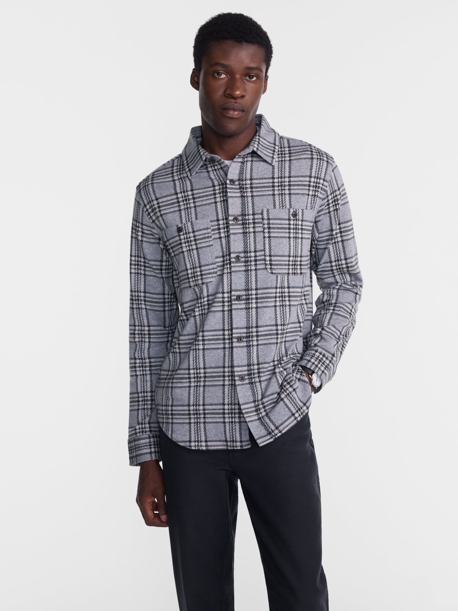 George Men's Knit Overshirt with Long Sleeves, Sizes XS-4XLT