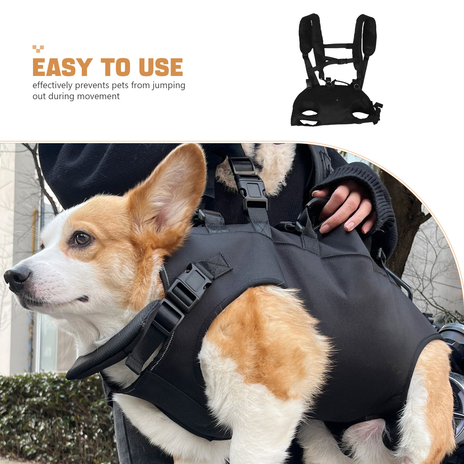 Supvox Black Lightweight Dog Backpack Carrier with Breathable Mesh and Safety Buckles for Outdoor Travel and Hiking