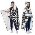 thumbnail image 2 of Wearable Blanket,Black White Tie Dye Mandala Pattern Hooded Wearable Flannel Blanket for Adults & Teens with Buckle,Winter Poncho Shawl Wrap Cape,60"x80", 2 of 5