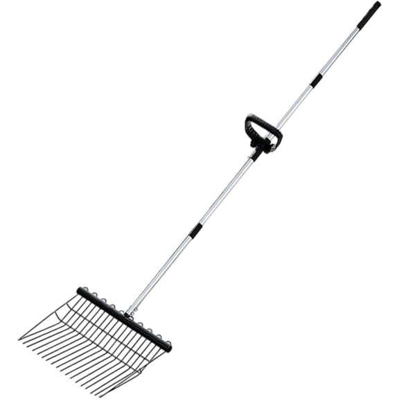 Metal Thatch Rake, Ergonomic Long Handle for Grass Shrub Debris