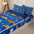 thumbnail image 3 of Castle Fairy Cartoon Construction Truck Print Zipper Full Size Comforter Sets with Fitted Sheet and 2 Pillowcases,Fire Truck Seamless Zipper Bedding Set,4pcs,Navy Blue Reversible, 3 of 6