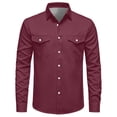 thumbnail image 5 of LYSMORA Mens Lapel Long Sleeve Western Button Down Shirt Dual Snap Chest Pockets Solid Woven Casual Cowboy Shirt, 5 of 8