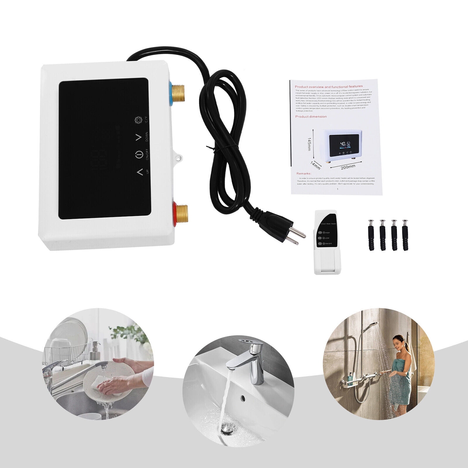 Wall Mounted Electric Instant Hot Water Heater Mini Small Water Tank 3000W YF001-02