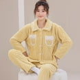 thumbnail image 5 of cfhntfmh Fluffy Pajamas Set for Women Fleece Button down Pullover 2 Piece Pjs Set Soft Plush Sleepwear Winter Loungewear, 5 of 6
