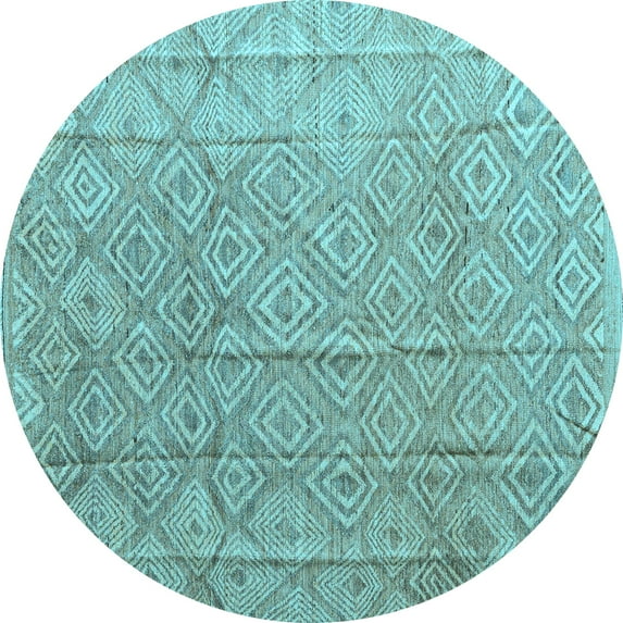 Ahgly Company Indoor Round Abstract Light Blue Modern Area Rugs, 3' Round