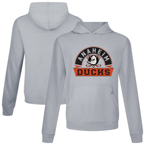 Men's Levelwear Gray Anaheim Ducks Relay Banner Arch Pullover Hoodie