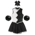 thumbnail image 5 of Haitryli Womens Cheerleading Uniform Suit Performance Cheer Leader Outfits Shiny Sequined Dance Dress Black XL, 5 of 6