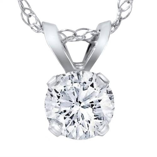 Pompeii 1/4ct Solitaire Round Lab Created Diamond Pendant 14K White Gold (F,VS)