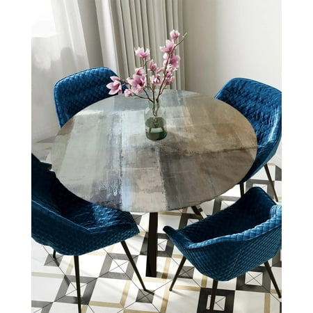 

Tablecloth Round Fitted Brown Oil Painting Abstract Geometric Elastic Edged Table Cover Protector Cloth Waterproof Rectangle