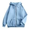 thumbnail image 6 of Edvintorg Oversized Hoodies for Women Long Sleeve Loose Casual Sweatshirt Drawstring Zip up Hooded Top with Pocket Women’S Clothing Light Blue M, 6 of 7