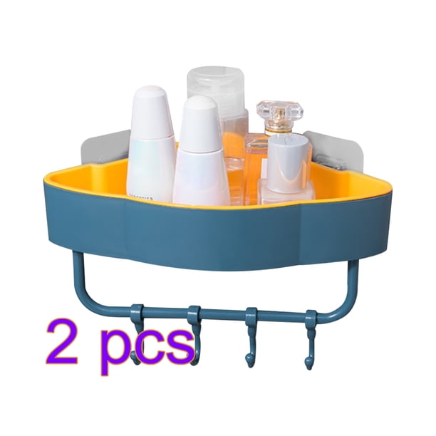 Estante de almacenamiento montado en la pared, baño, inodoro, esquina, ducha, estante, canasta de drenaje de cocina, con ganchos Eigraketly HA000958-01B*2