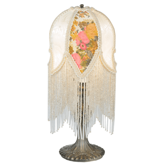 Meyda Tiffany - 109198 - One Light Accent Lamp - Fabric & Fringe - Antique
