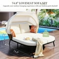 thumbnail image 6 of LoLado 74.8" L Patio Daybed, Outdoor Rattan PE Wicker Back Loveseat Sofa Set with Throw Pillows, Retractable Canopy and Cushions for Backyard, Poolside, Garden, Beige, 6 of 10
