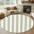 thumbnail image 2 of Sage Green Striped Large Area Rugs for Bedroom Living Room, Soft Non Slip Carpet Bedside Rug, Modern Farmhouse Sage Green White Stripes Round Floor Cover Kitchen Accent Rug 6' for Dining Room/Office, 2 of 9
