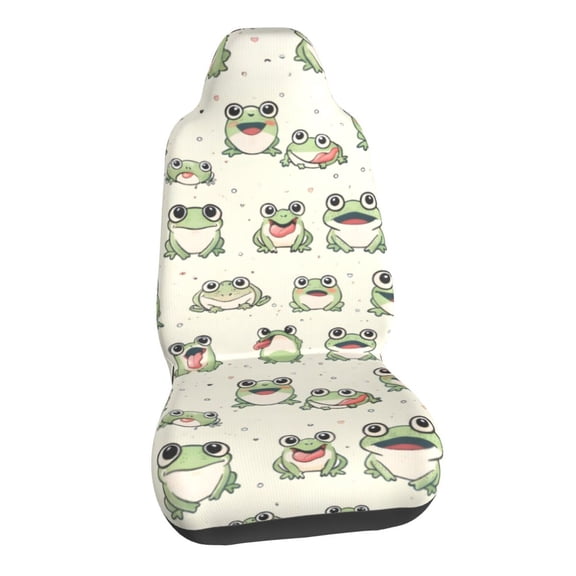 Cute Cartoon Adorable Fun Green Car Seat Covers Stretch Car Seat Protectors Universal Fit