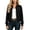 Black, variant on Women's Waffle Knit Zip Up Jacket with Side and Sleeve Pockets, Stand Collar Cropped Casual Coat