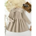thumbnail image 5 of Gaexia Girls' Sweaters,Sweaters for Girls 7-8,Girls Knitted Sweater Dress With Embroidered Floral Design Lapel Collar Long Sleeve Party Gown for Toddler Kids, 5 of 5