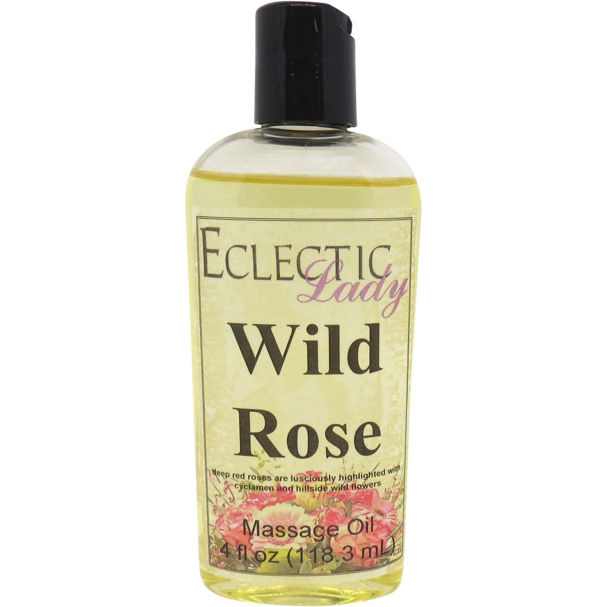 Wild Rose Massage Oil by Eclectic Lady, 4 oz, Sweet Almond Oil and Jojoba Oil