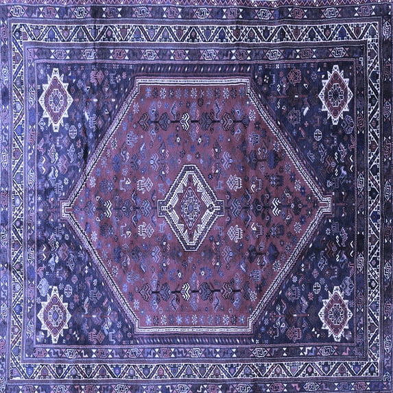 Ahgly Company Machine Washable Indoor Square Persian Blue Traditional Area Rugs, 3' Square