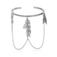 thumbnail image 2 of Eosunjian Opening Adjustable Thin Arm Bangle Bohemian Leaf Charm Upper Arm Bracelet Fashion Accessories White, 2 of 13