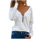 thumbnail image 1 of Blusa informal con cremallera y manga larga con estampado de rayas para mujer Fridja  hj1693, 1 of 7