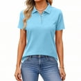 thumbnail image 3 of Hearthz Women's Polo Shirts Short Sleeve 3 Buttons Collared Uniform Tops for Women UPF 50+ Sun Protection Golf Womens Shirt Light Blue L, 3 of 6