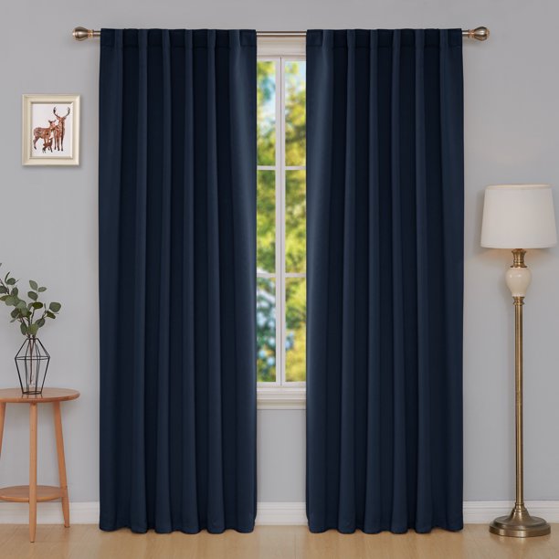 Deconovo Solid Back Tab and Rod Pocket Curtains Blackout Curtains