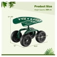 thumbnail image 3 of Garden Seat with Wheels, Heavy-Duty Utility Stool Cart with Adjustable 11"-16" Height & 360° Rotatable, Rolling Garden Cart with Seat for Lawn Planting, Yard Work, Patio Gardening (Green), 3 of 6