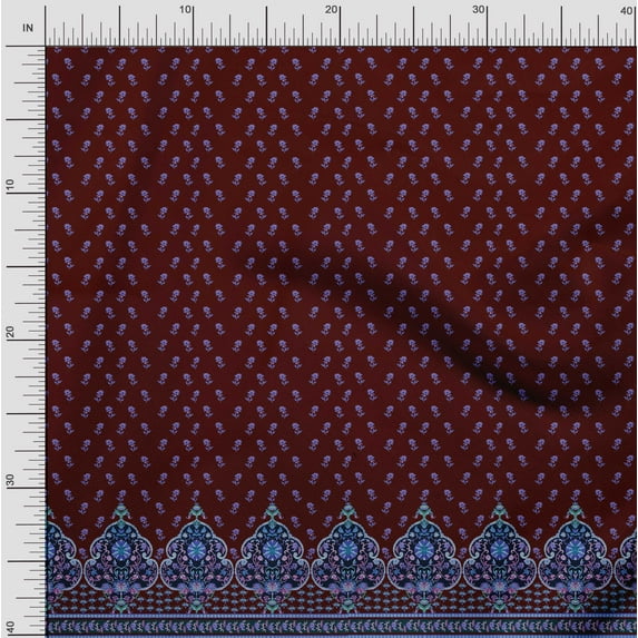 Soimoi Rayon Crepe Fabric Swirl,Leaves & Floral Panel Print Sewing Fabric Yard 46 Inch Wide