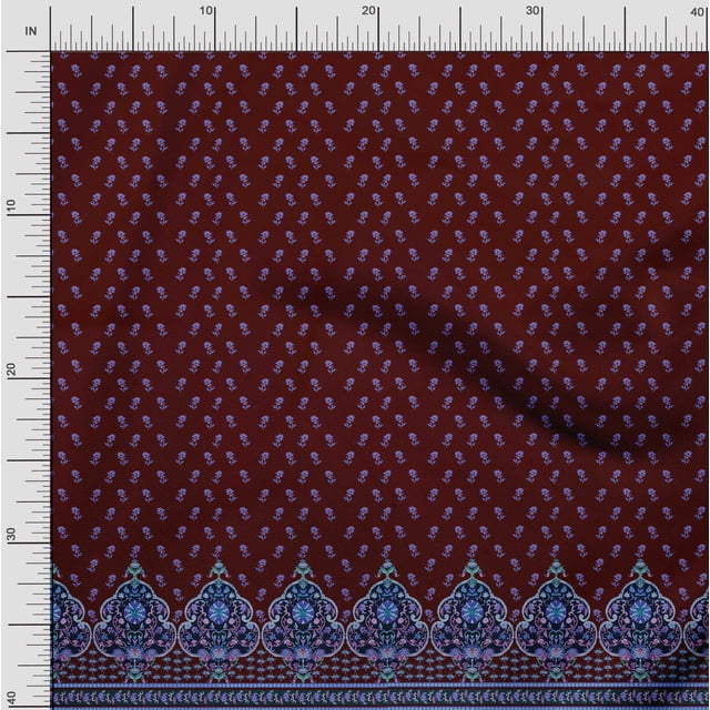 Soimoi Modal Satin Fabric Swirl,Leaves & Floral Panel Fabric Prints by Yard 42 Inch Wide