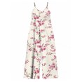 thumbnail image 7 of Women's Flowy Wide Leg Jumpsuit White Tiny Floral Summer Beach Casual Sleeveless Rompers with Pockets, 7 of 7
