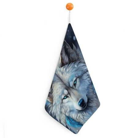 

Autua Wolf Feathers Quick Dry Hand Towels 11.8x11.8in Microfiber Bathroom Towels with Hanging Loop Premium Absorbent Kitchen Towels 2pcs